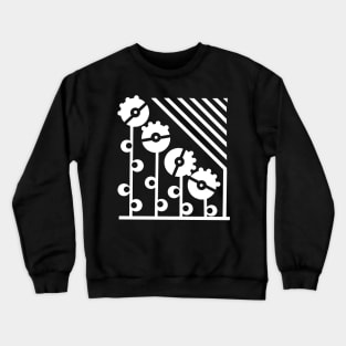 White Mechanical Flowers - Black Crewneck Sweatshirt